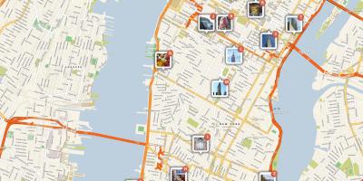 Kaart van Manhattan zien toeristische attracties
