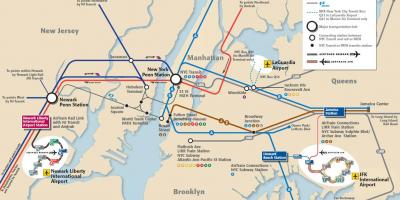 JFK naar Manhattan metro kaart