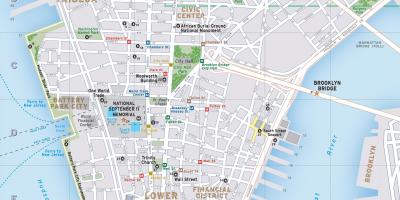 Kaart van lower Manhattan, ny