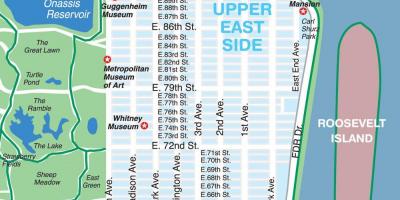 Kaart van de upper east side van Manhattan