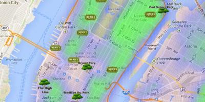 Kaart van Manhattan parken