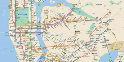 Manhattan street kaart met haltes met de metro