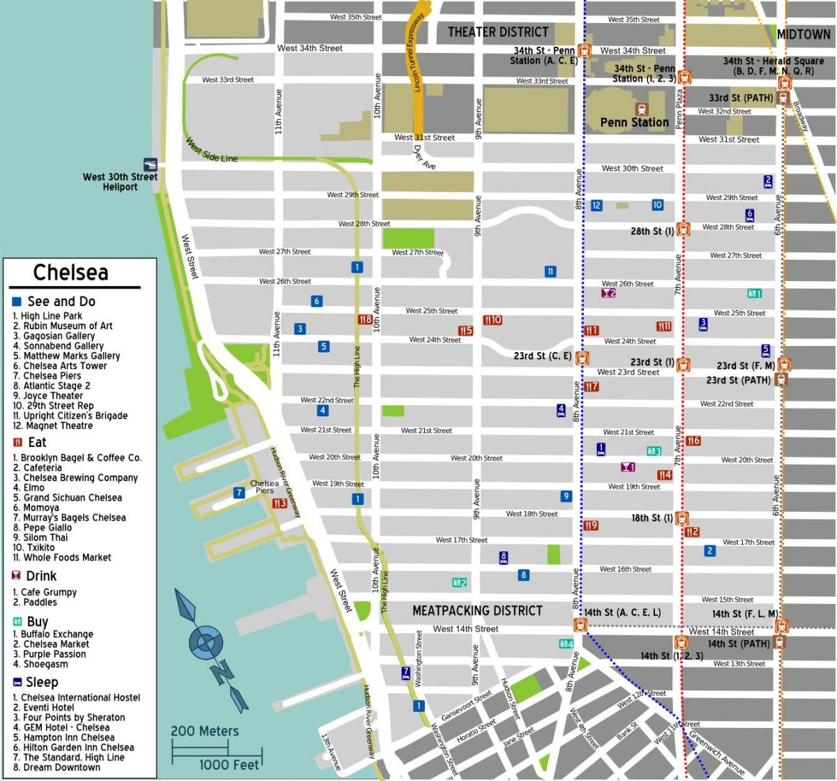 kaart van Chelsea in Manhattan