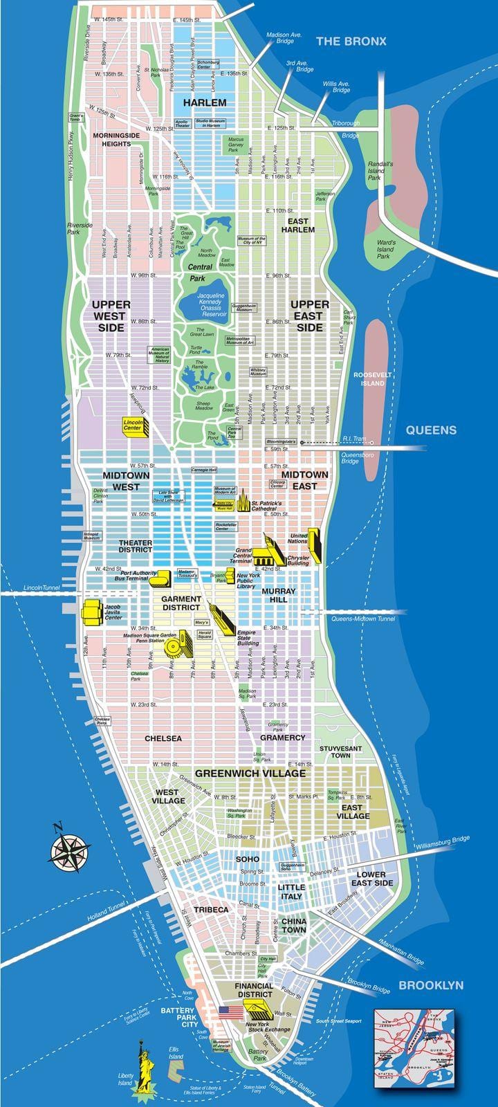 kaart van het eiland Manhattan
