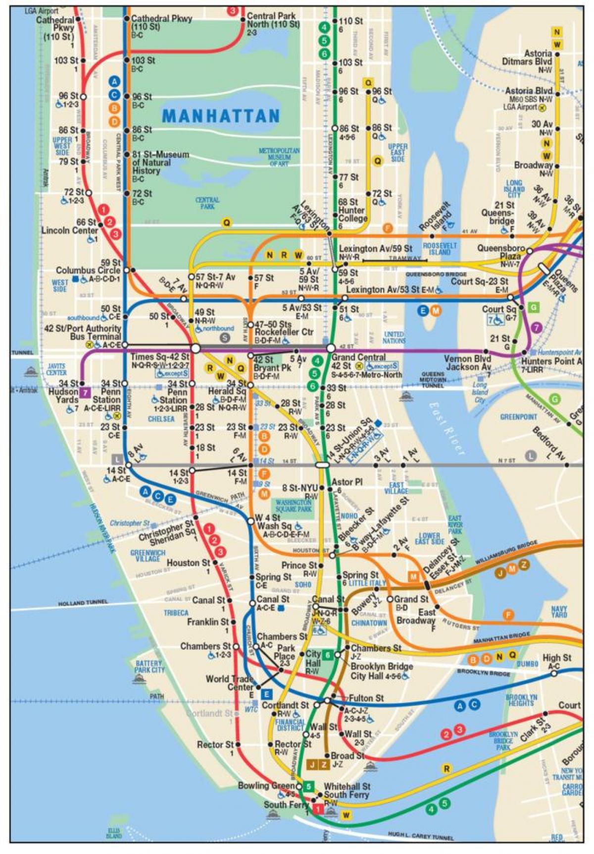 kaart van Manhattan metro