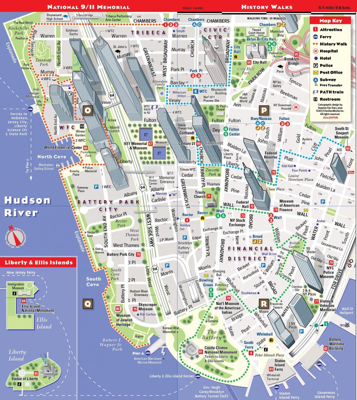 lower Manhattan toeristische kaart