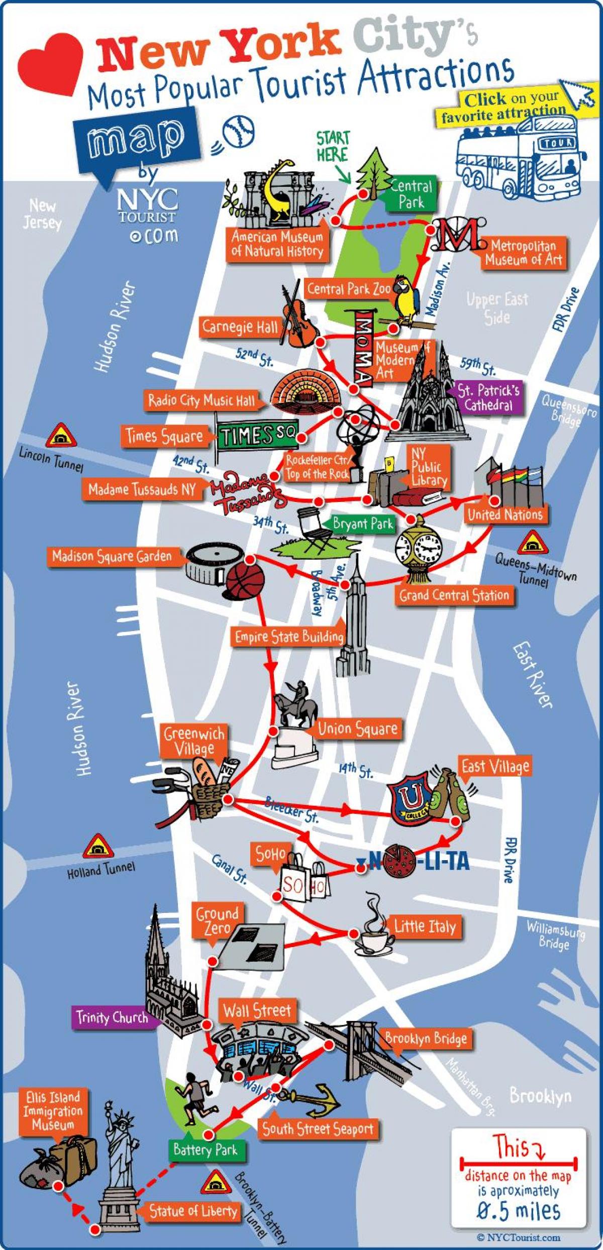 kaart van Manhattan, New York