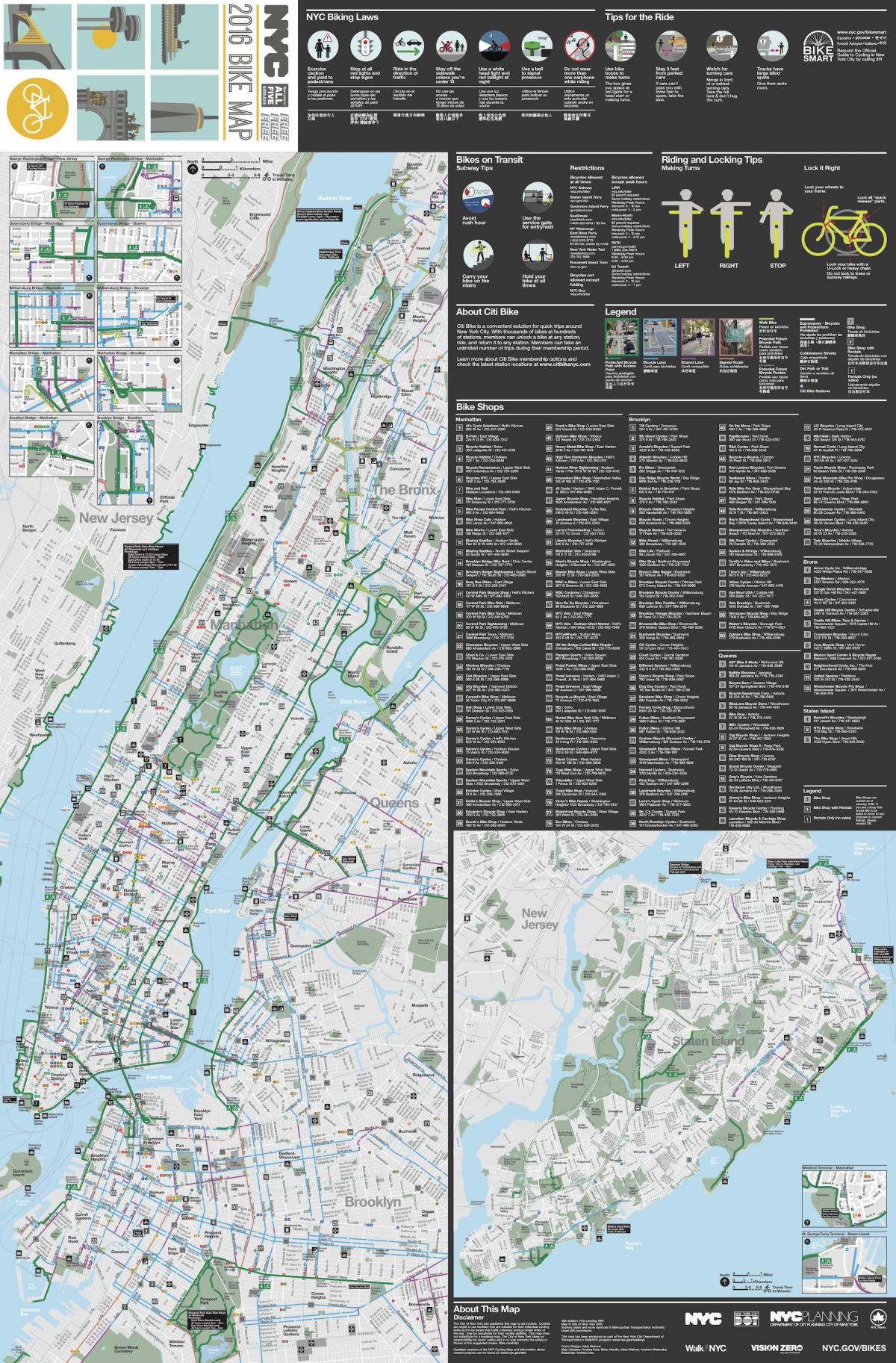 Manhattan fietspad kaart