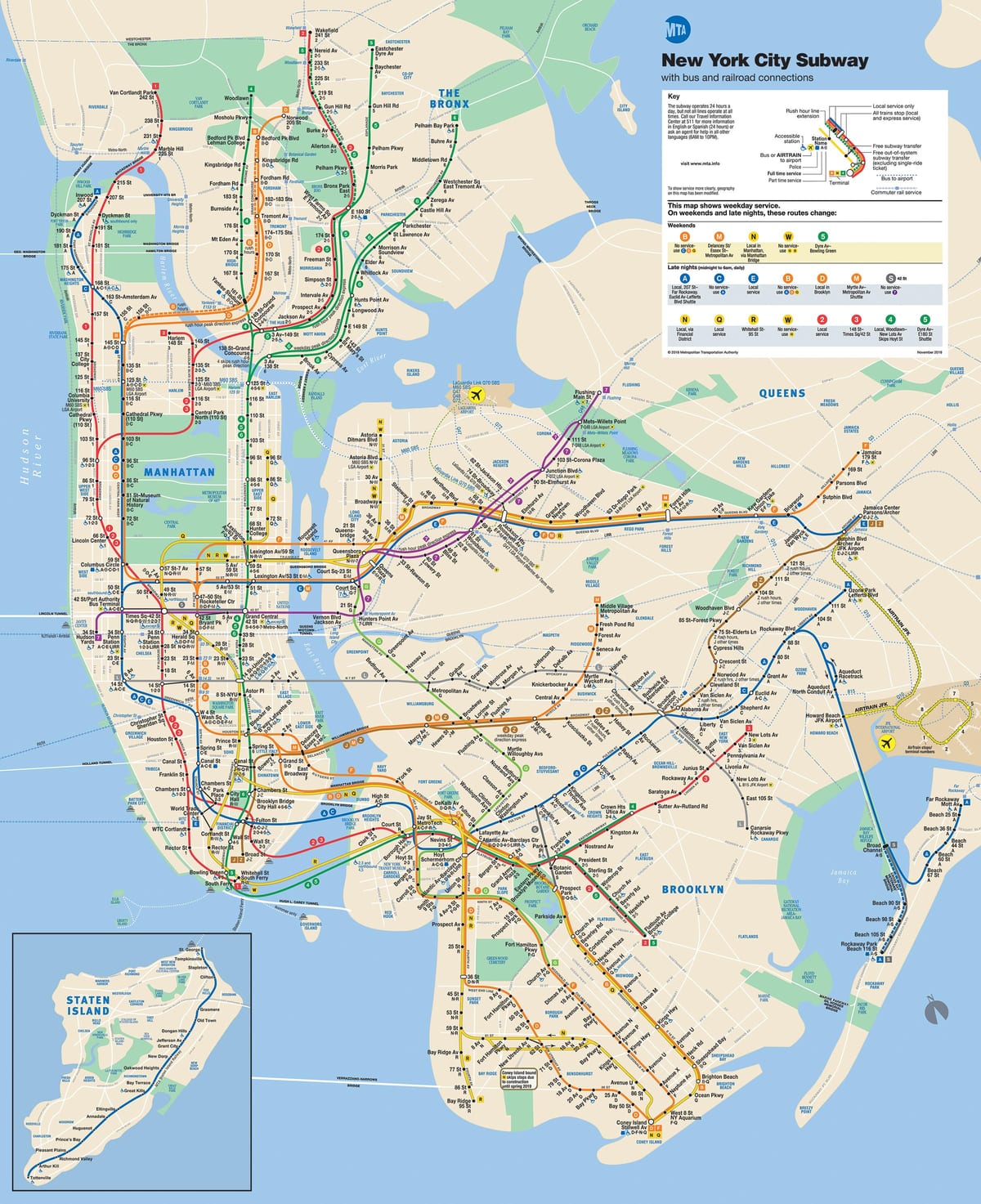 metro kaart van Manhattan, New York