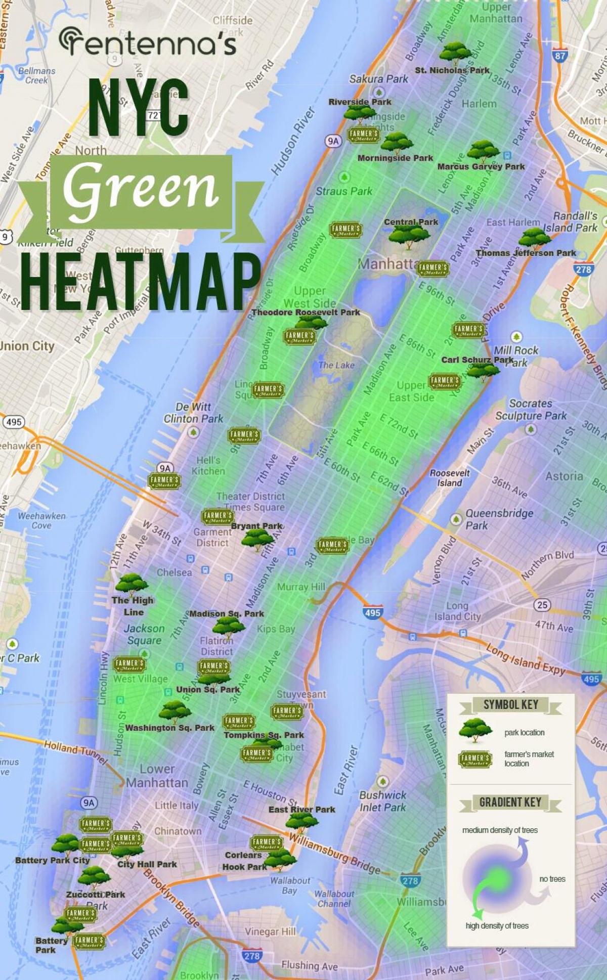 kaart van Manhattan parken