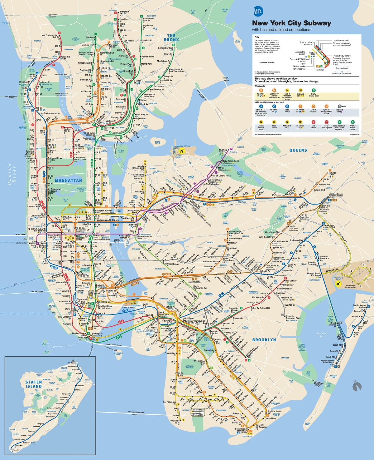 Manhattan street kaart met haltes met de metro