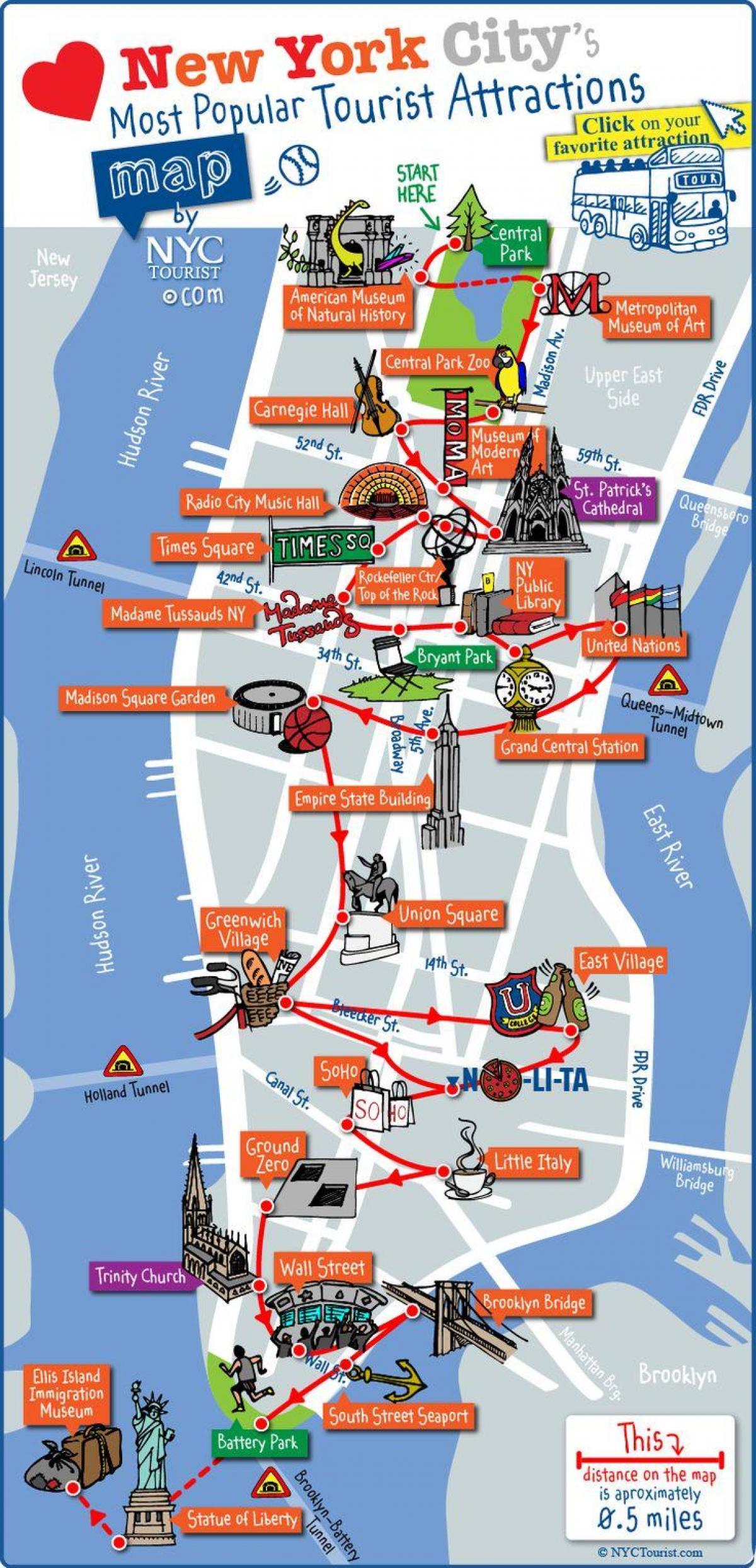 midtown Manhattan, op kaart