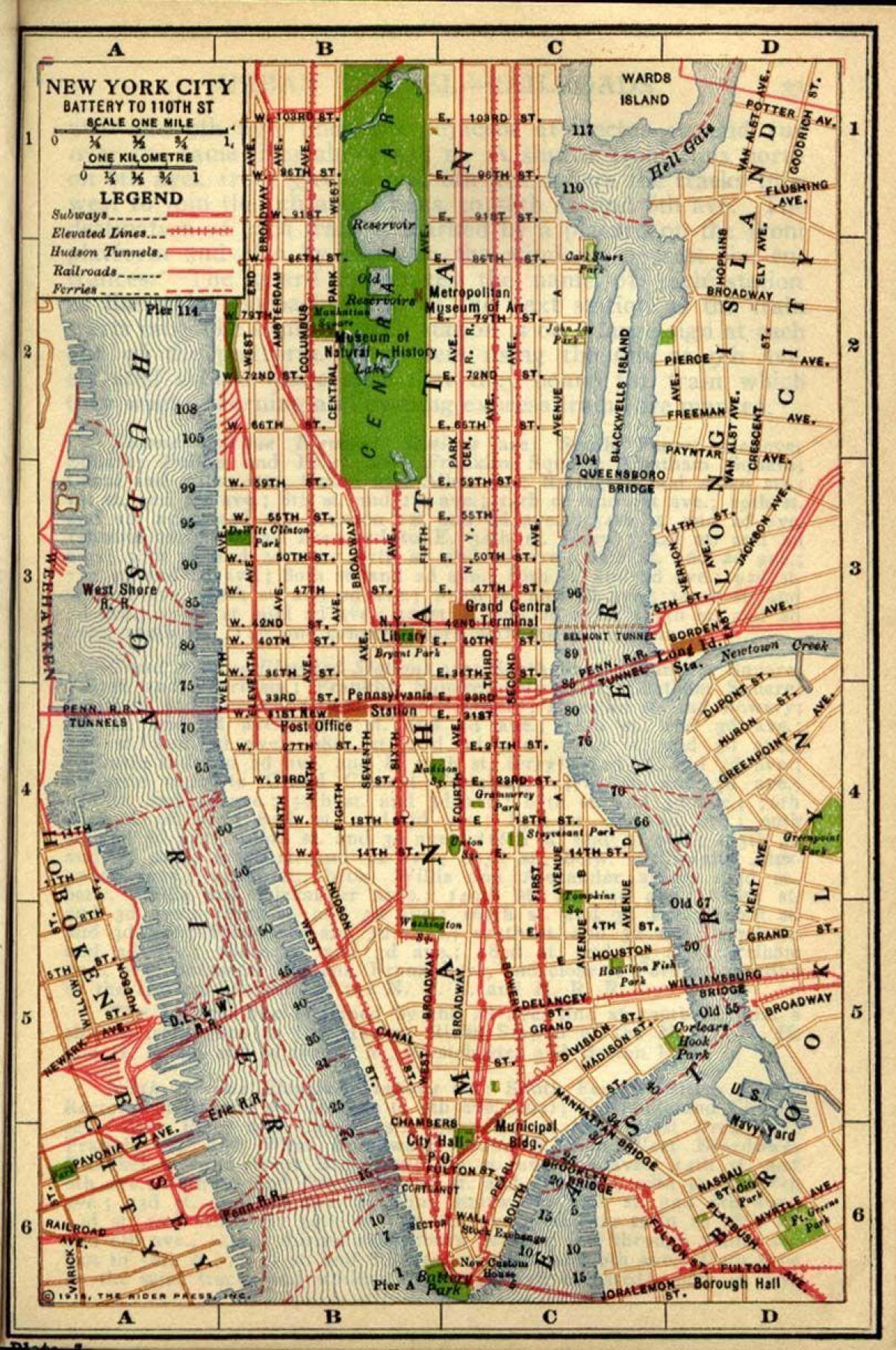 kaart van het oude Manhattan