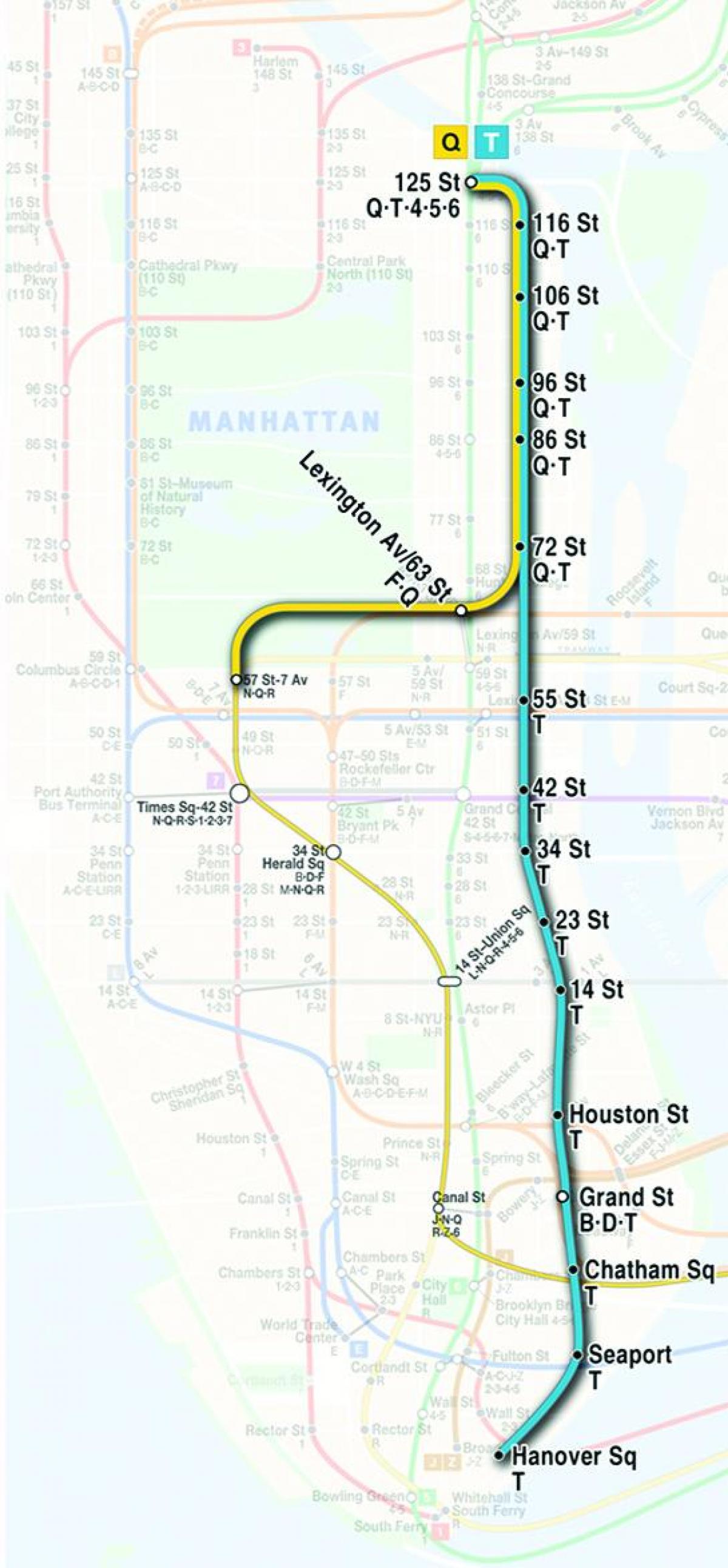 kaart van second avenue subway